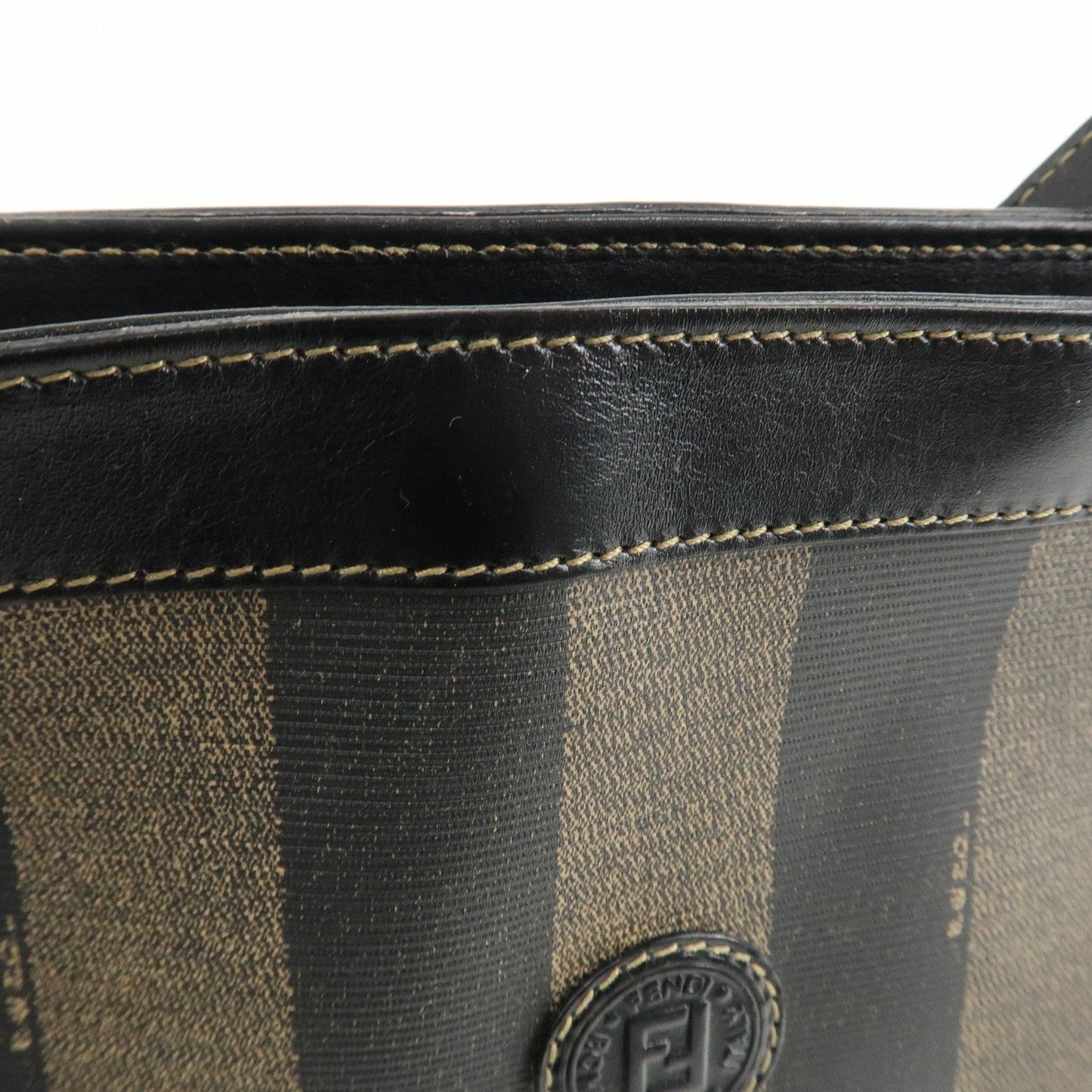 FENDI Pequin PVC Leather Shoulder Bag Black Brown 11644  d