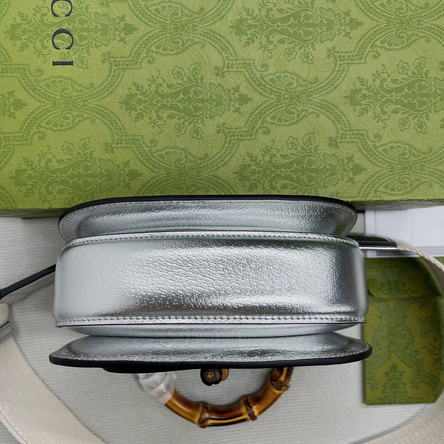 gg Bamboo 1947 Mini Top Handle Bag Silver For Women, Women’s Bags 6.7in/17cm gg