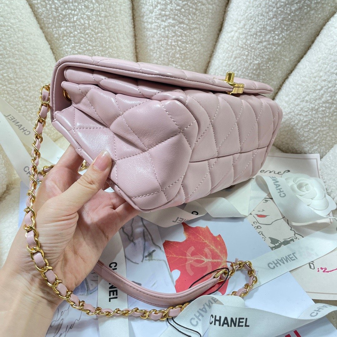 CHLLarge Flap Bag Gold Hardware PiNike For Women, Women’s Handbags, Shoulder Bags 9.1in/23cm AS3367