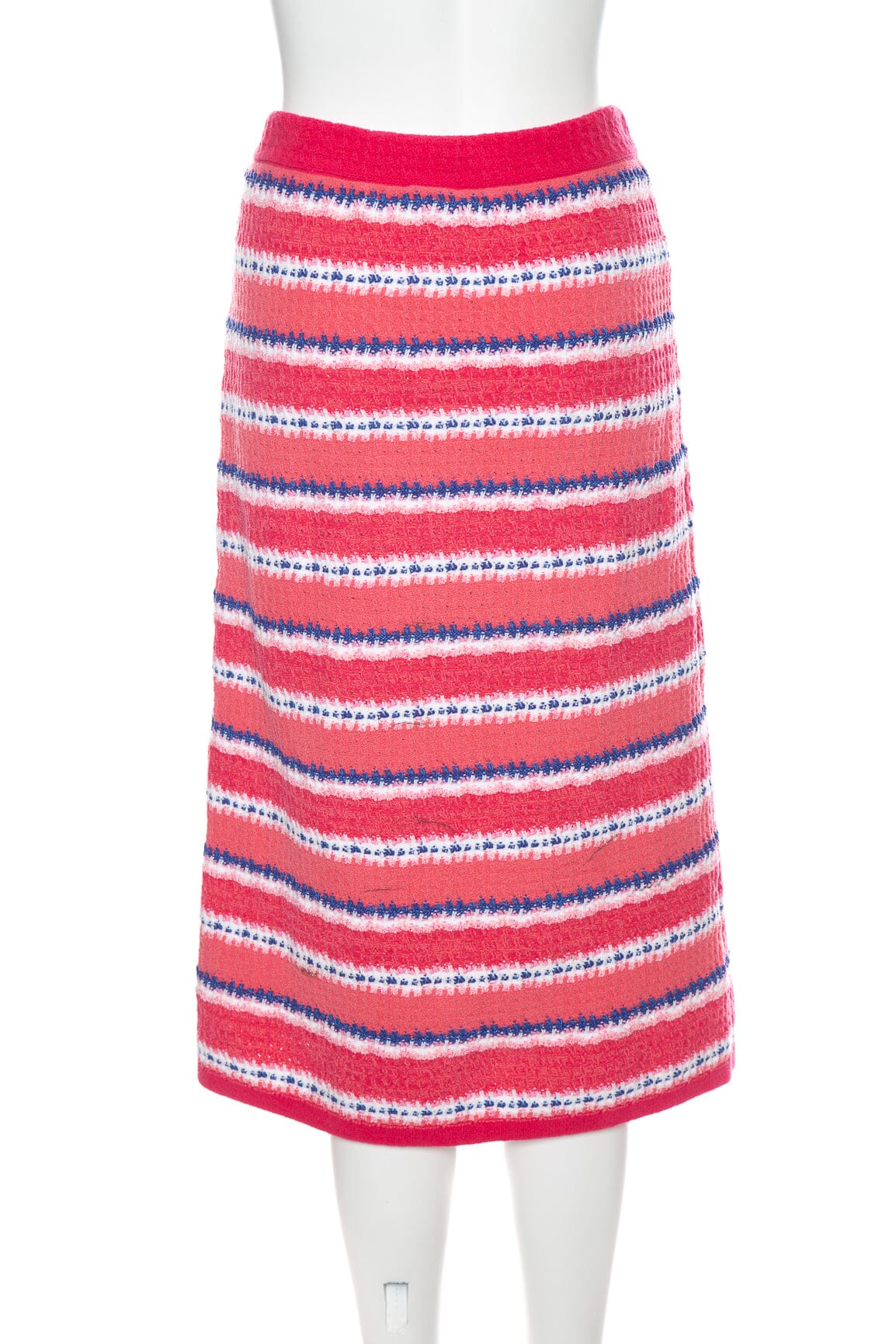 Chanel Pink and Multicolor Striped Knee Length Skirt SZ 40