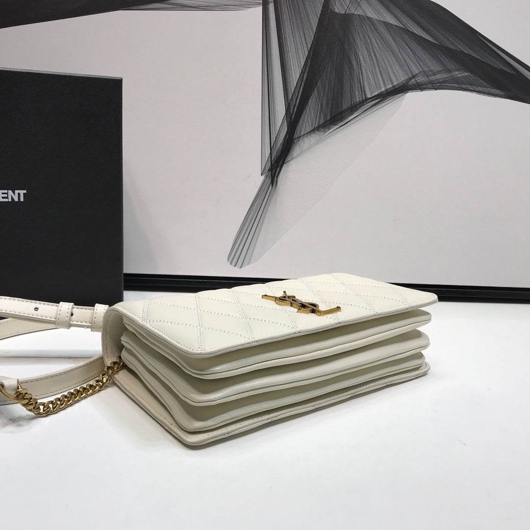 YSSL Angie Patent Handbag White For Women 8in/22cm YSL