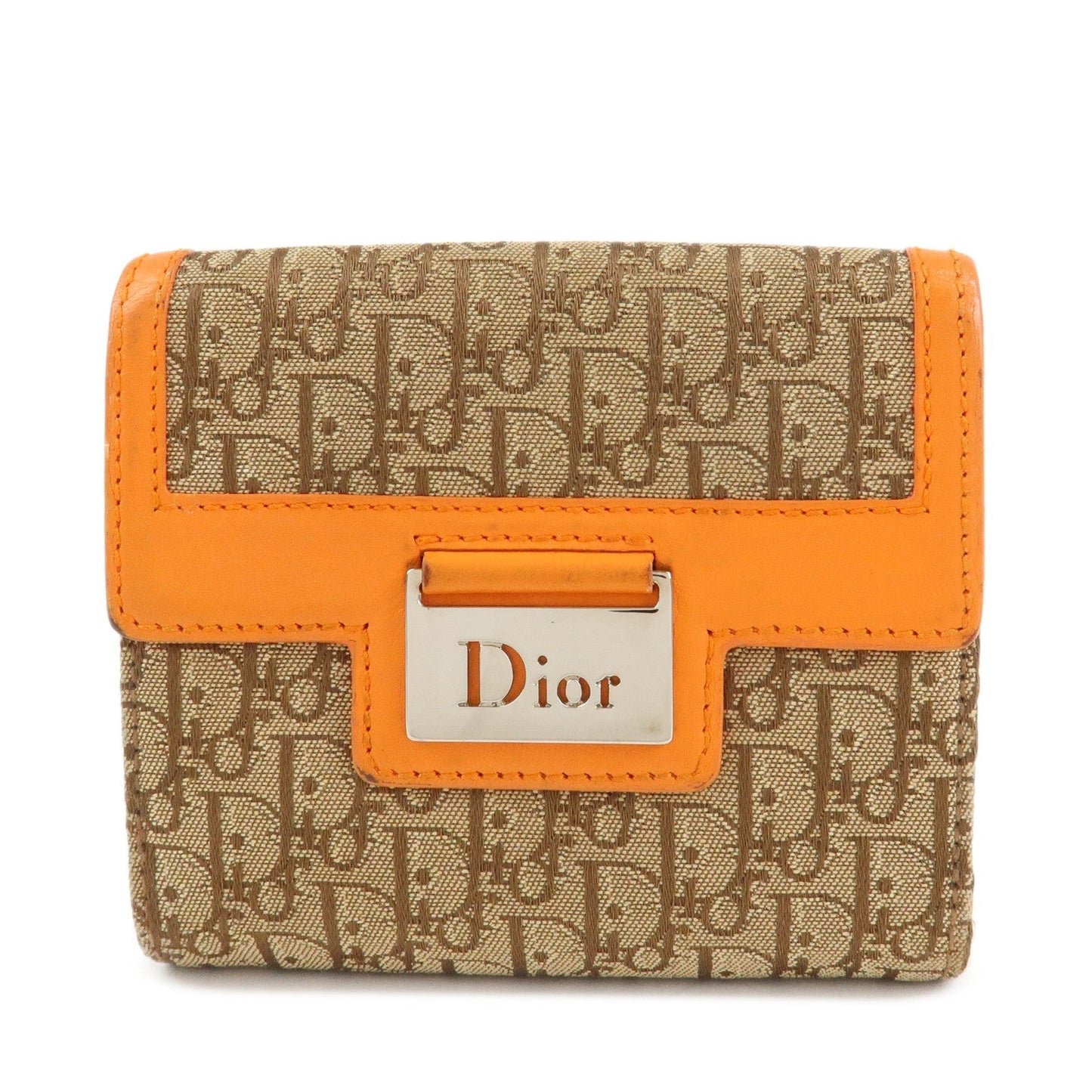 Christian Dior Street Chic Trotter Canvas Leather W Hook Trifold Wallet  d