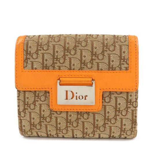 Christian Dior Street Chic Trotter Canvas Leather W Hook Trifold Wallet  d