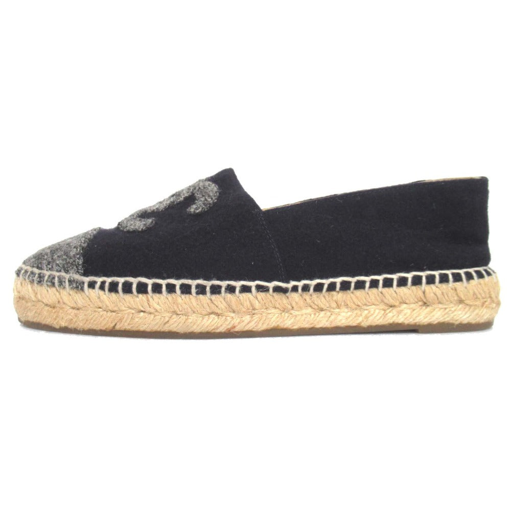 Chanel Coco Mark Wool Jute Espadrille Flats