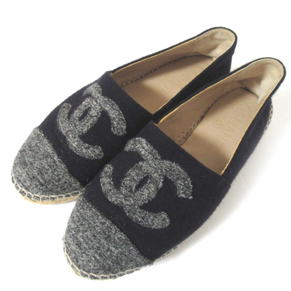 Chanel Coco Mark Wool Jute Espadrille Flats