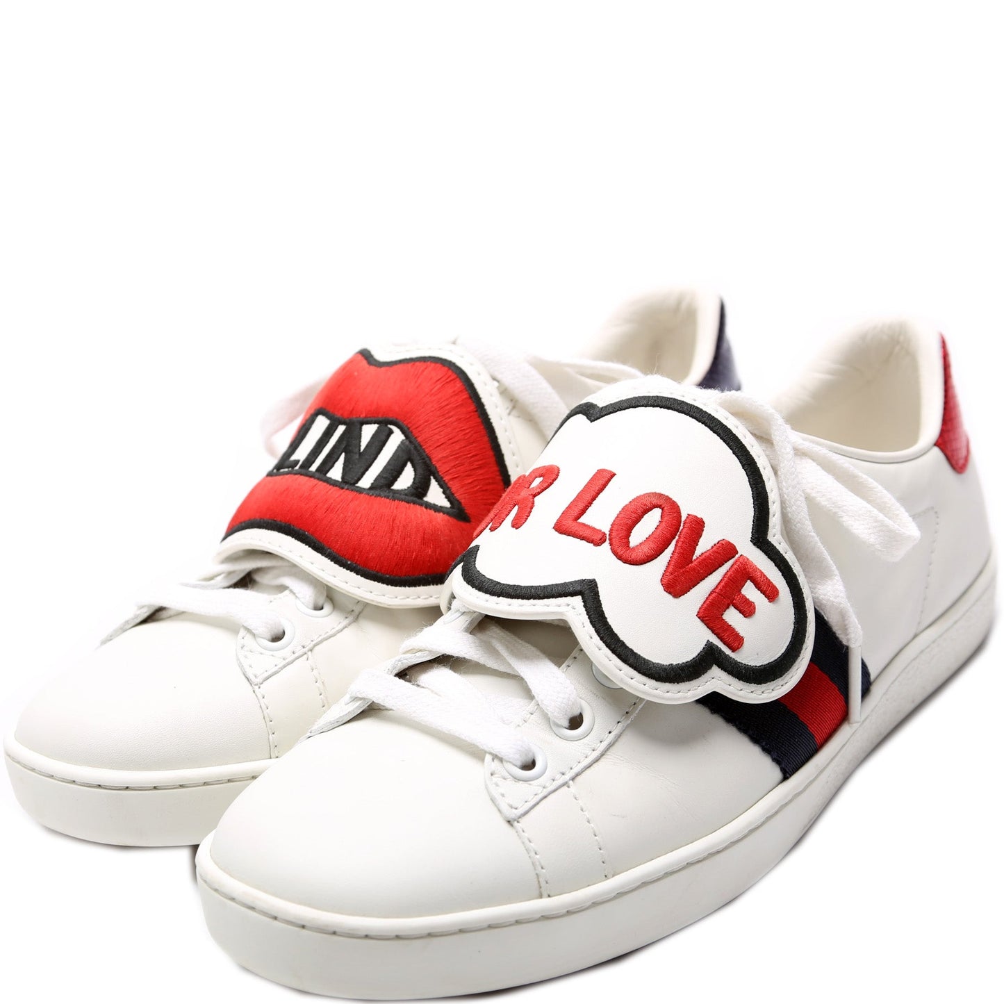 Gucci Ace Web Blind For Love Sneakers Size