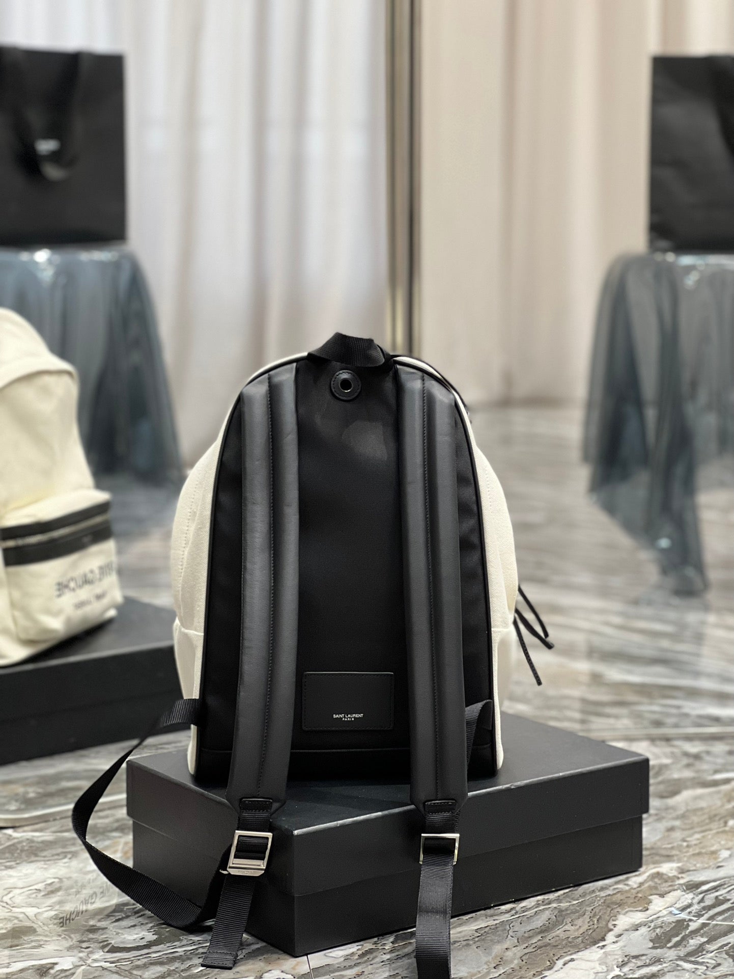 Top Quality City Backpack In Canvas Unisex For Women 13.8in/35cm White YSL