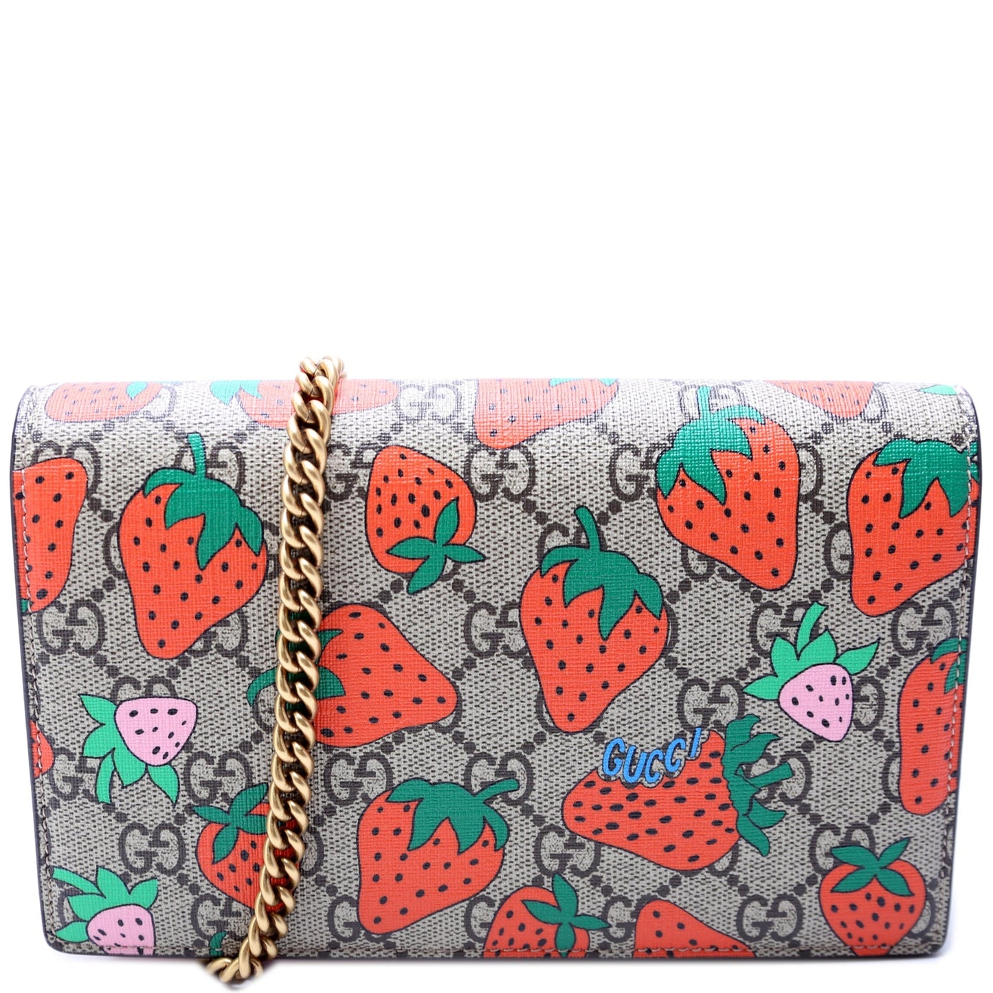 Gucci 573848 GG Stawberry Chain Wallet Bag
