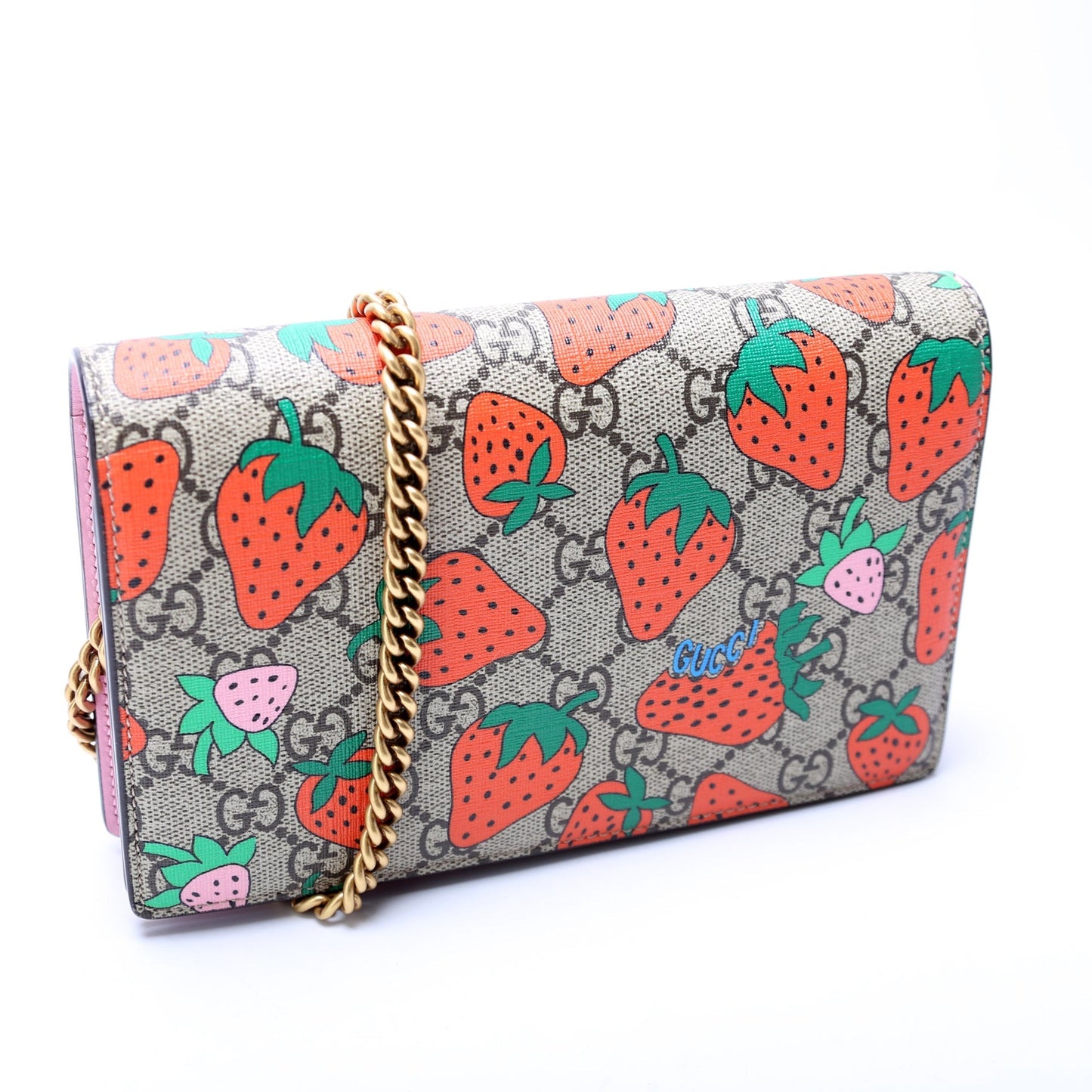 Gucci 573848 GG Stawberry Chain Wallet Bag