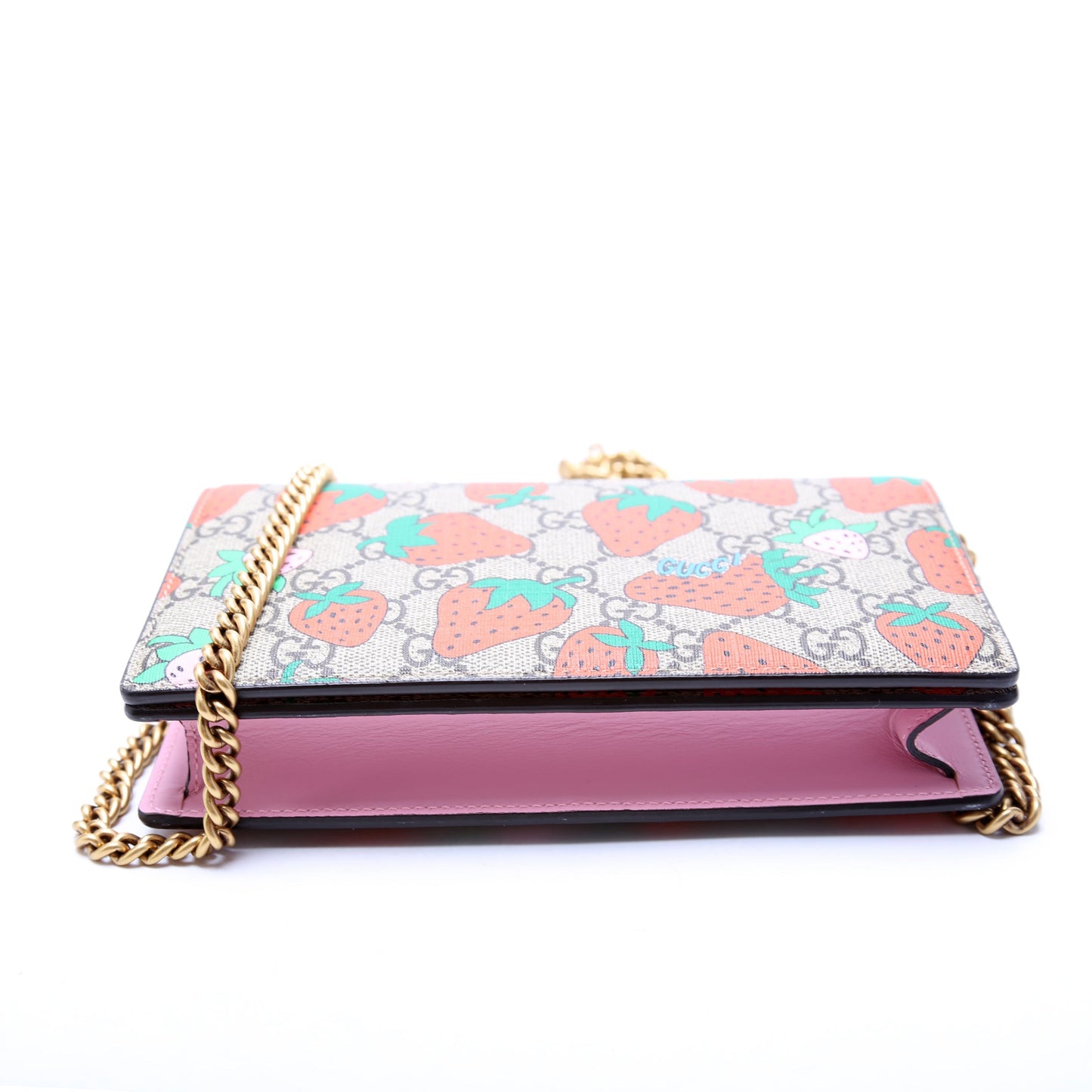 Gucci 573848 GG Stawberry Chain Wallet Bag