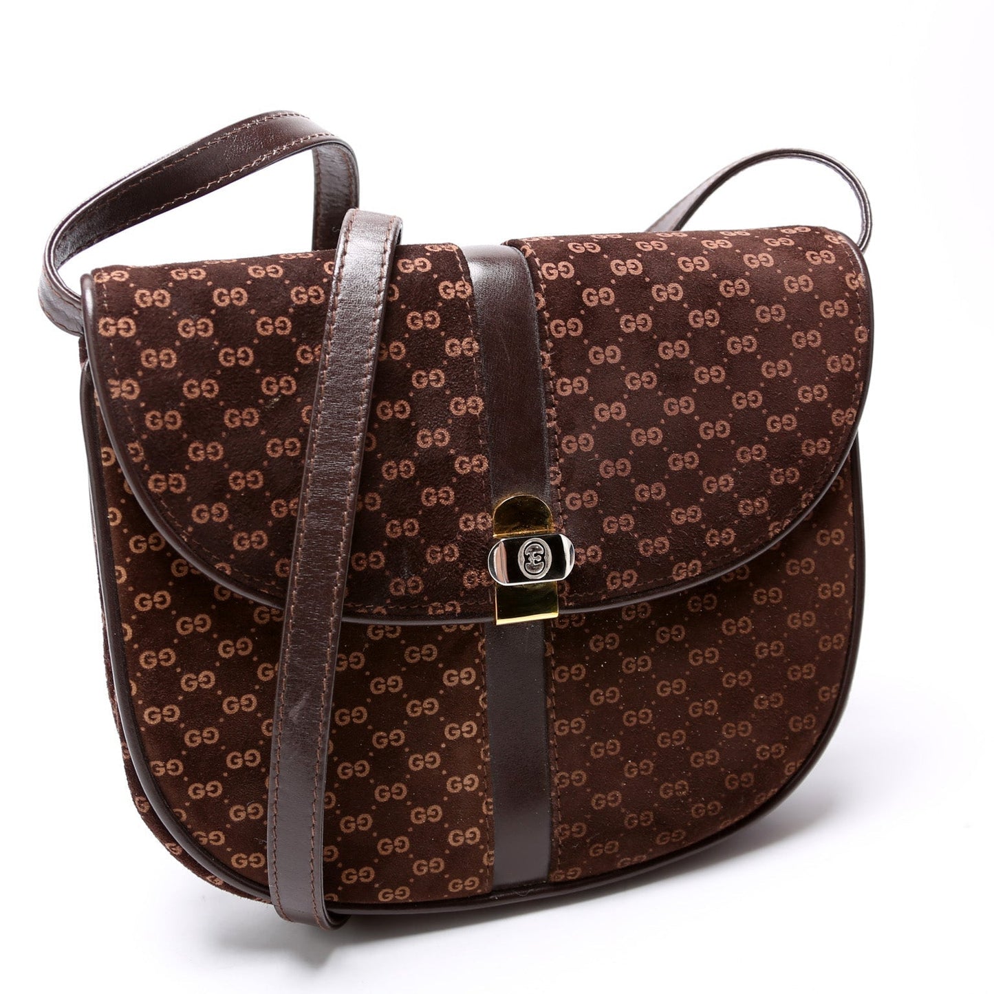 Gucci GG Suede Flap Shoulder   Bag