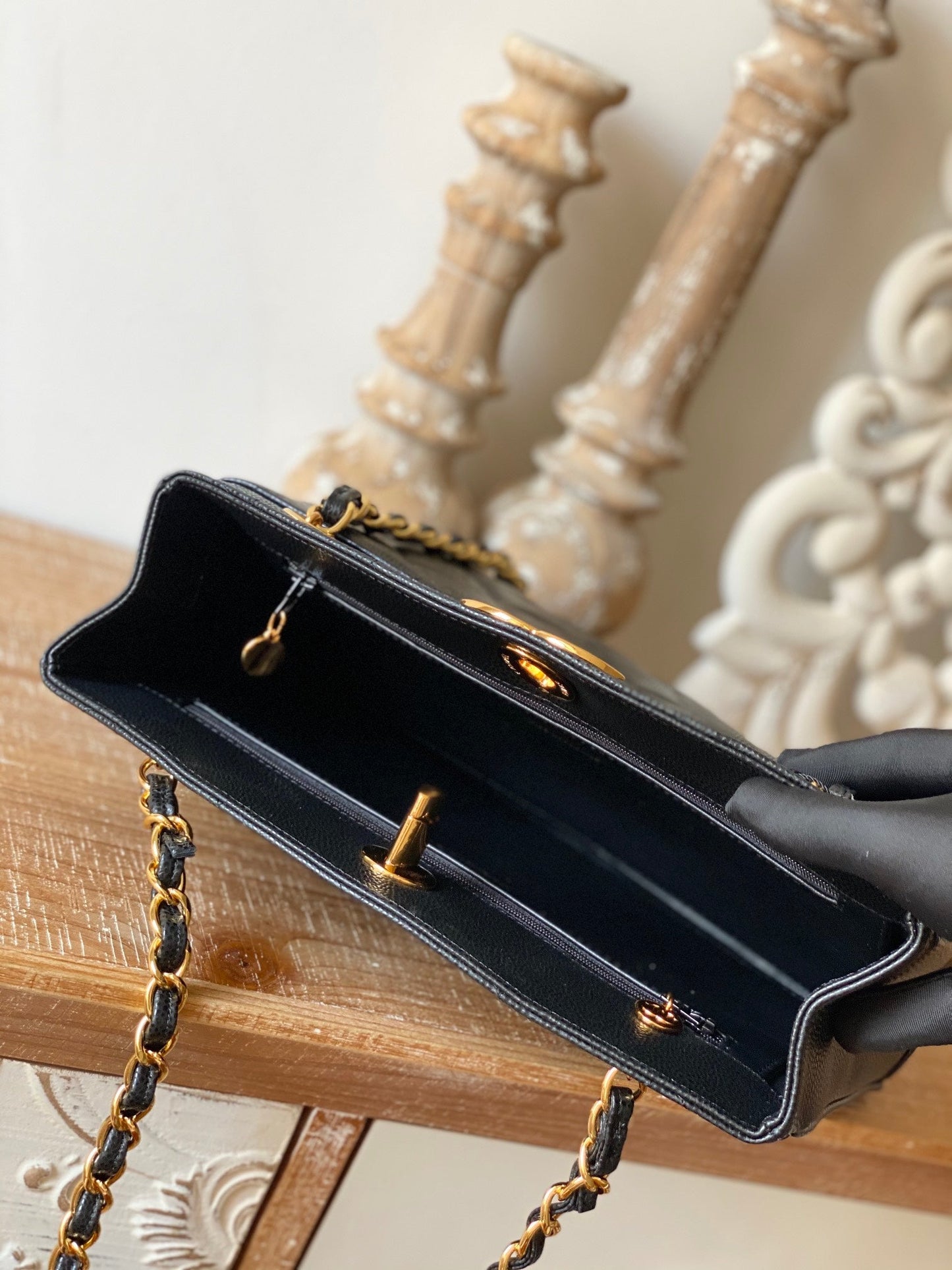 CHL Black MeTop Qualityum Quilted Caviar Tote Bag For Women 28cm/11in