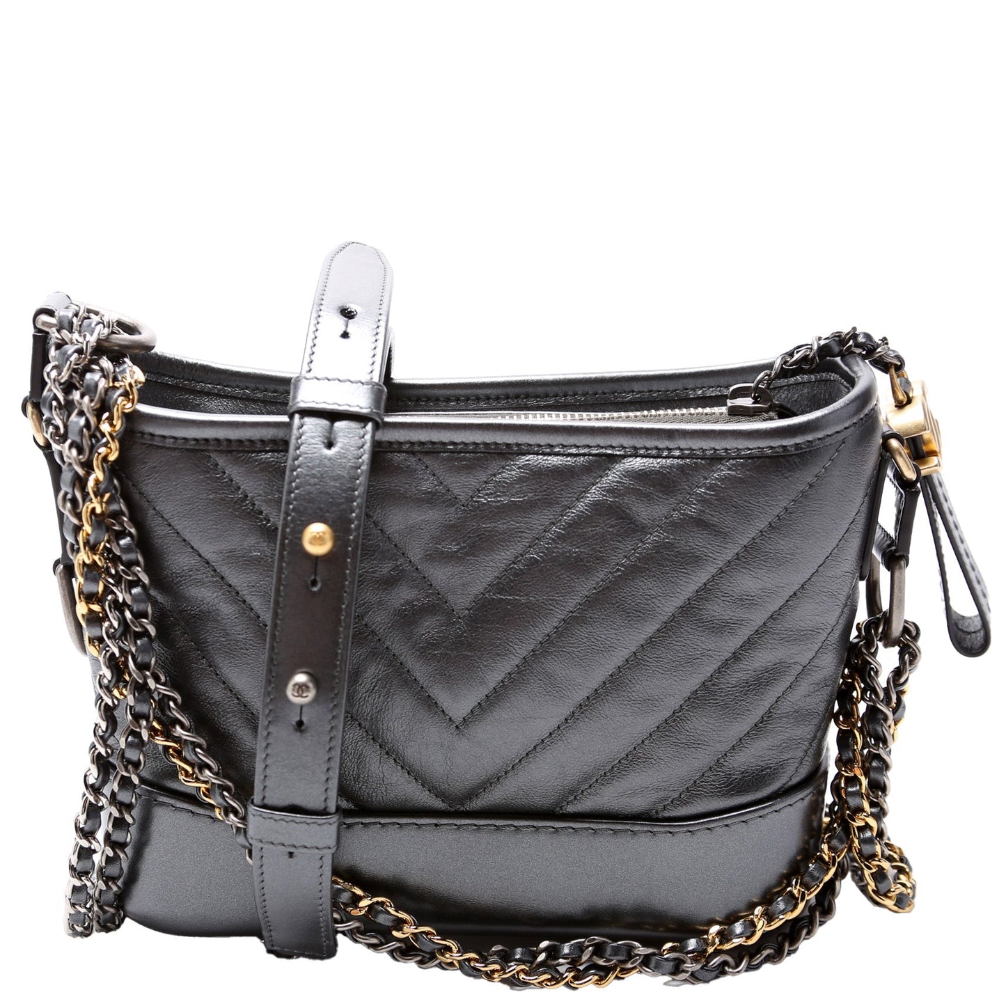 Chanel Gabrielle Hobo Small Metallic Calfskin 28M Bag