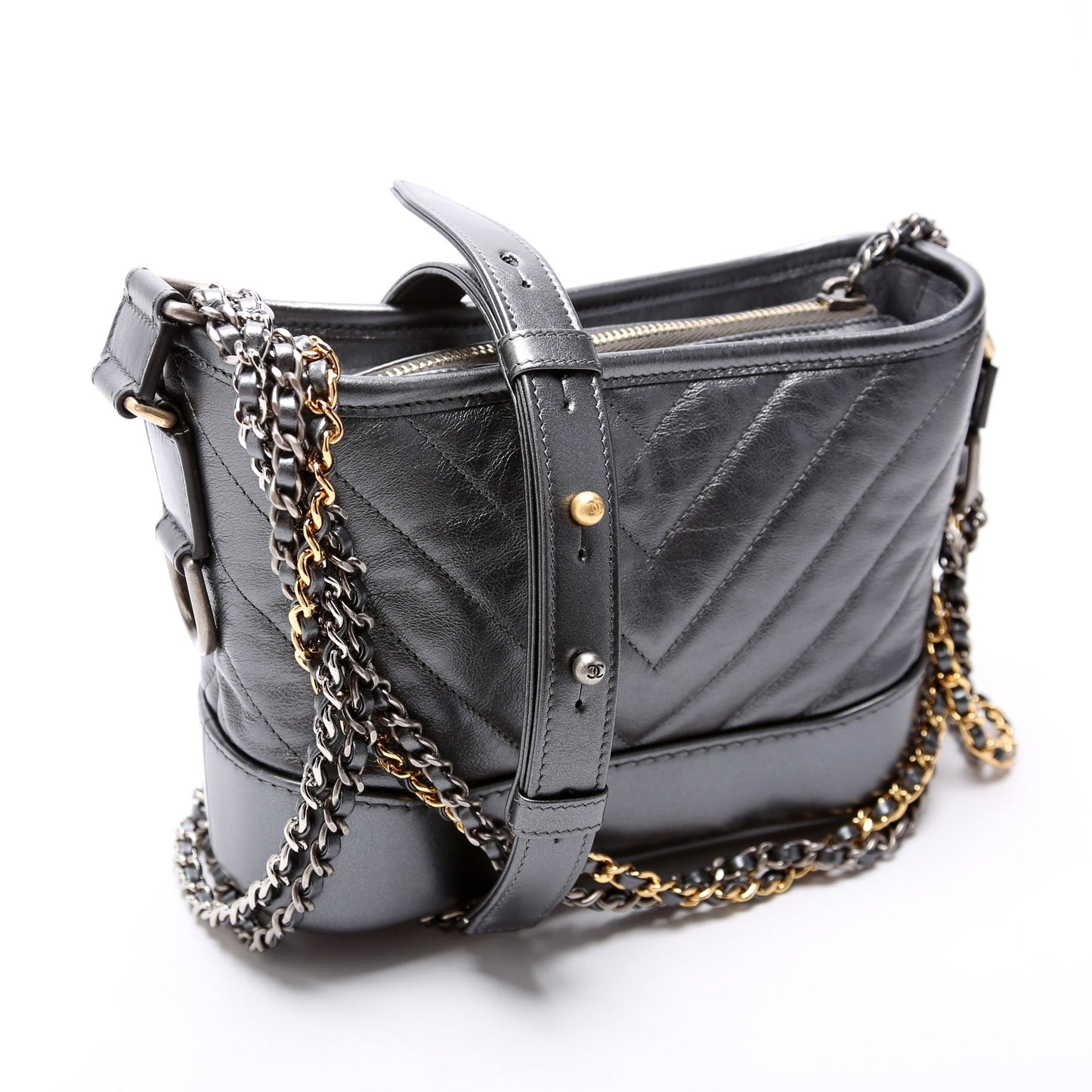 Chanel Gabrielle Hobo Small Metallic Calfskin 28M Bag