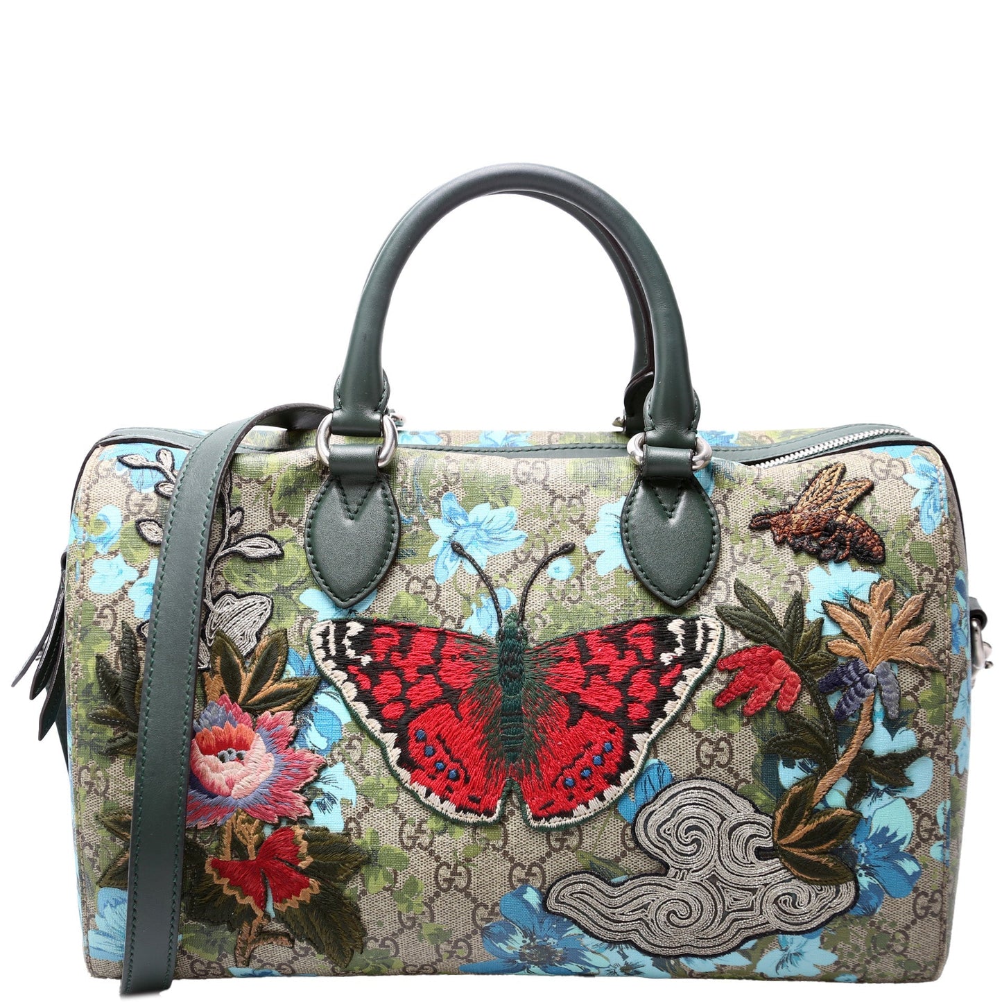 Gucci 409527 GG Supreme Blooms Butterfly Boston Bag