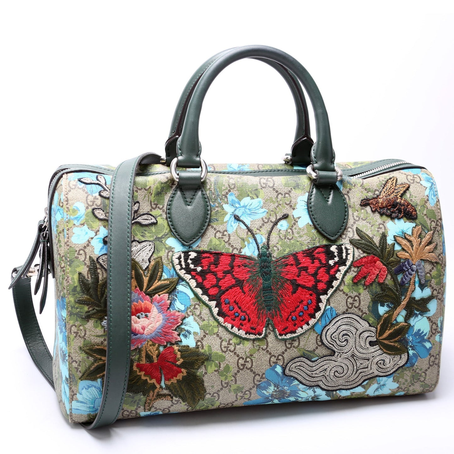 Gucci 409527 GG Supreme Blooms Butterfly Boston Bag