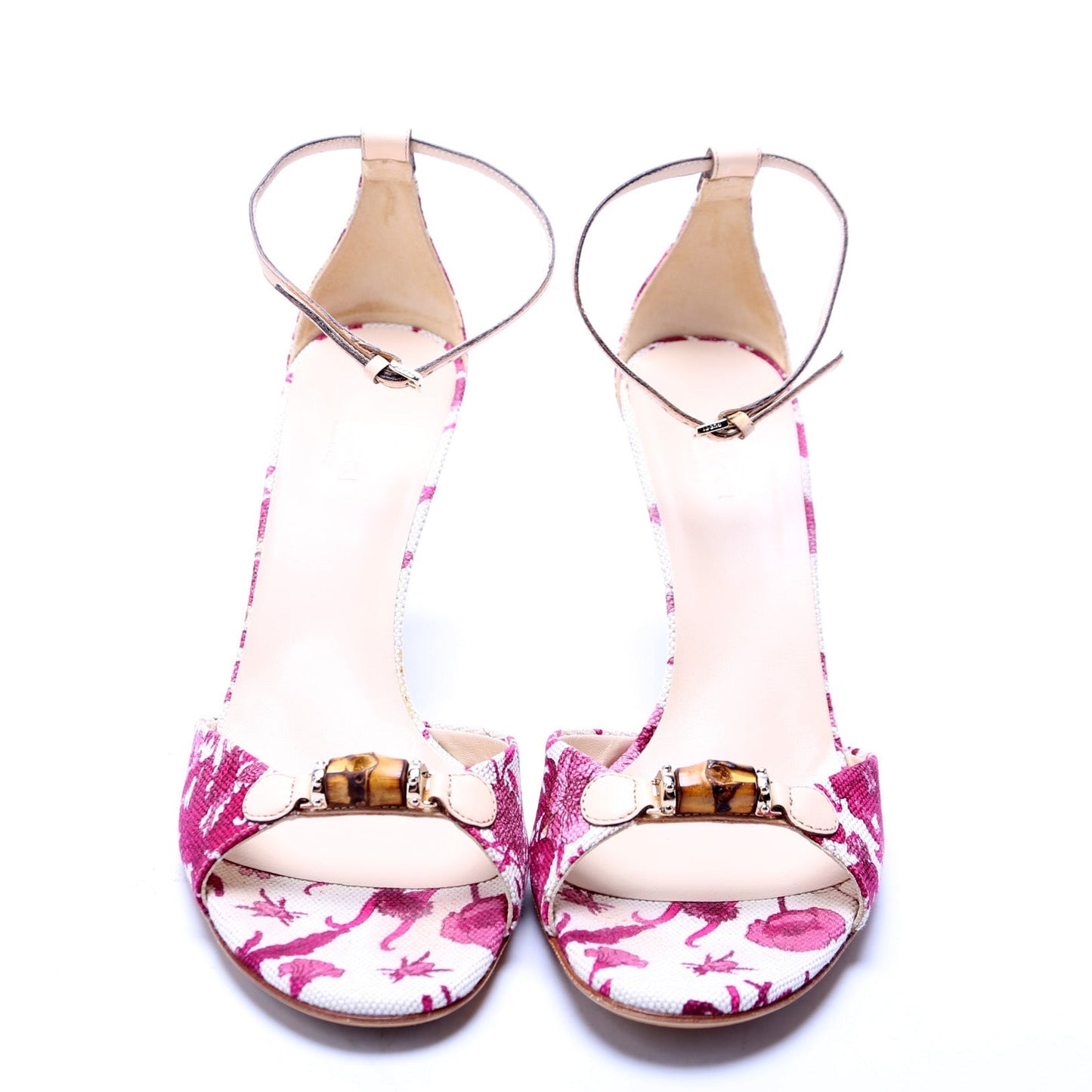 Gucci Floral Canvas Heeled Sandals Size .