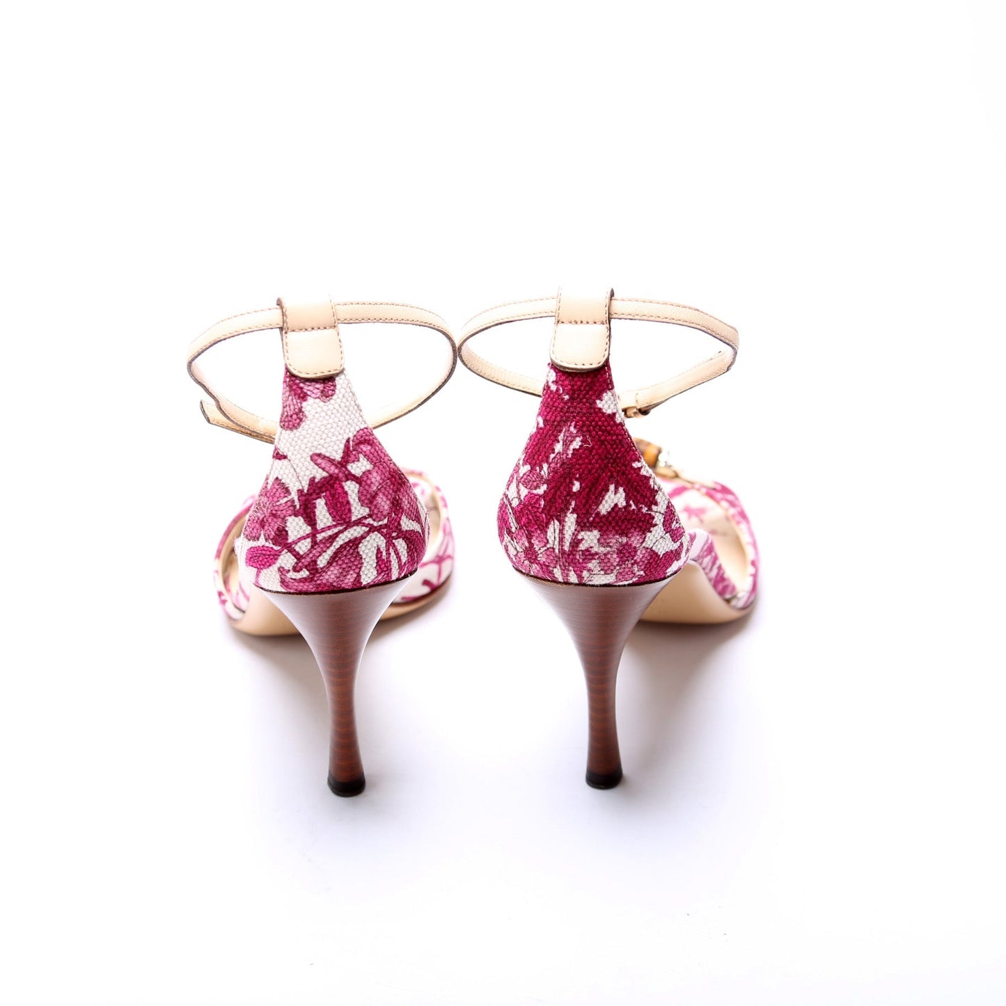 Gucci Floral Canvas Heeled Sandals Size .