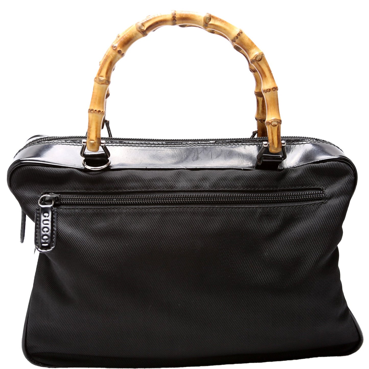 Gucci 000.2040 Nylon/Patent Bamboo Handle   Bag