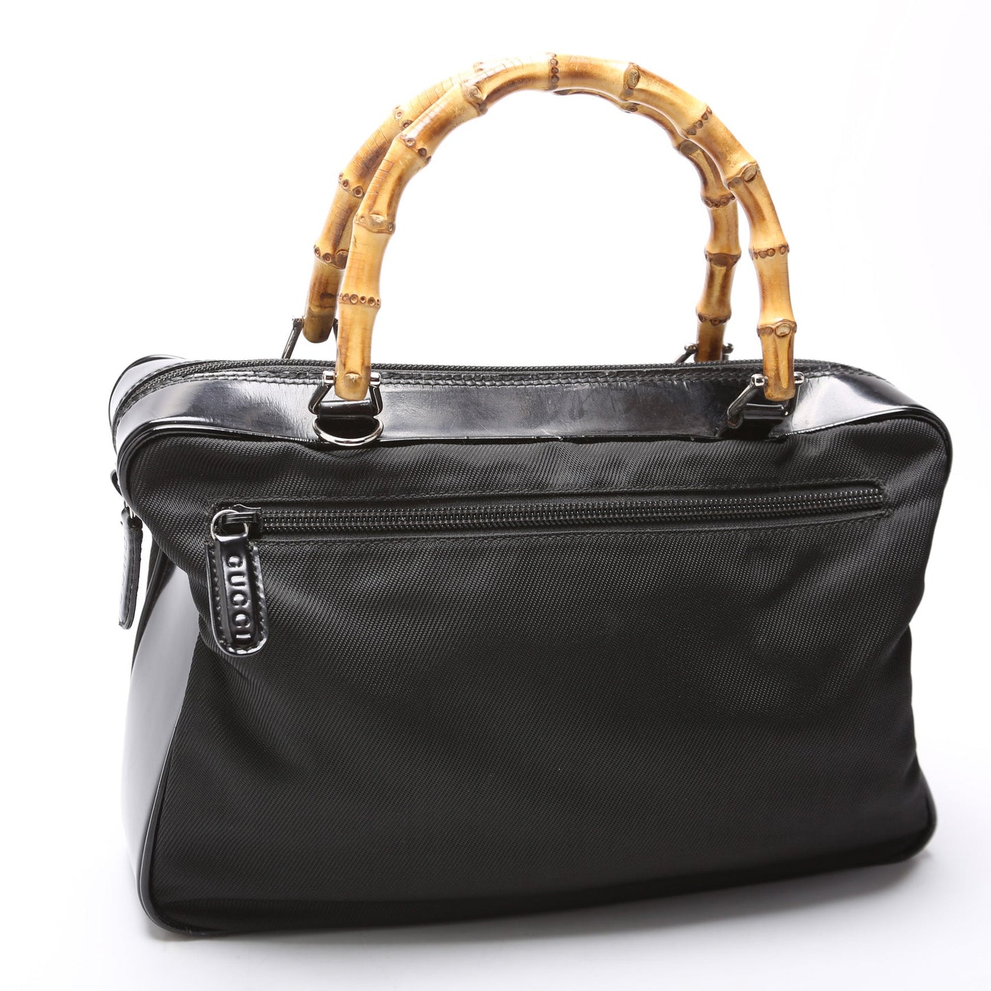 Gucci 000.2040 Nylon/Patent Bamboo Handle   Bag