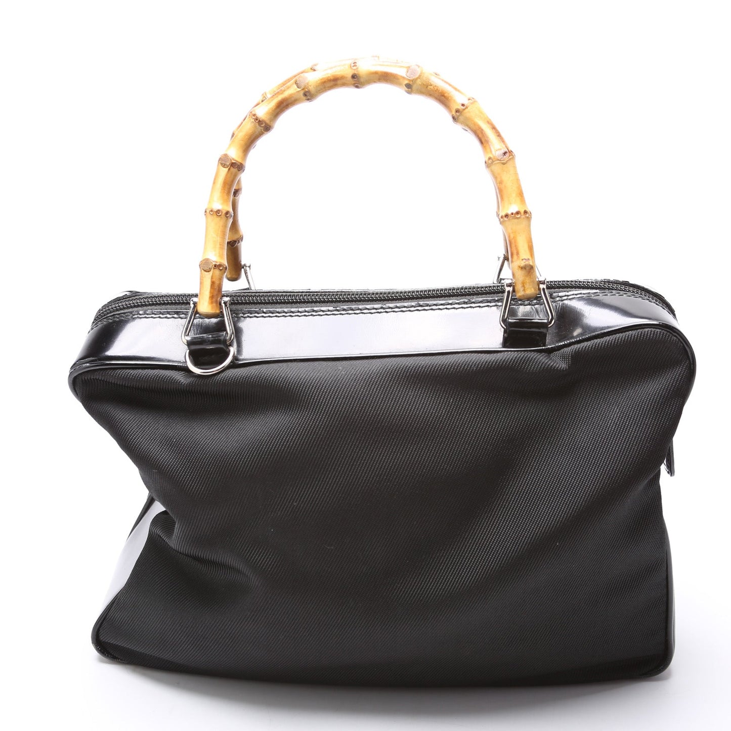 Gucci 000.2040 Nylon/Patent Bamboo Handle   Bag