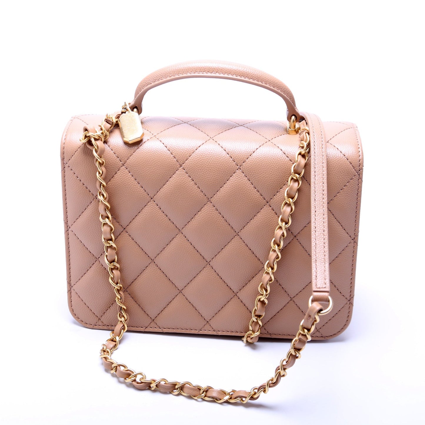 Chanel Mini Top Handle Flap Quilted Caviar Bag