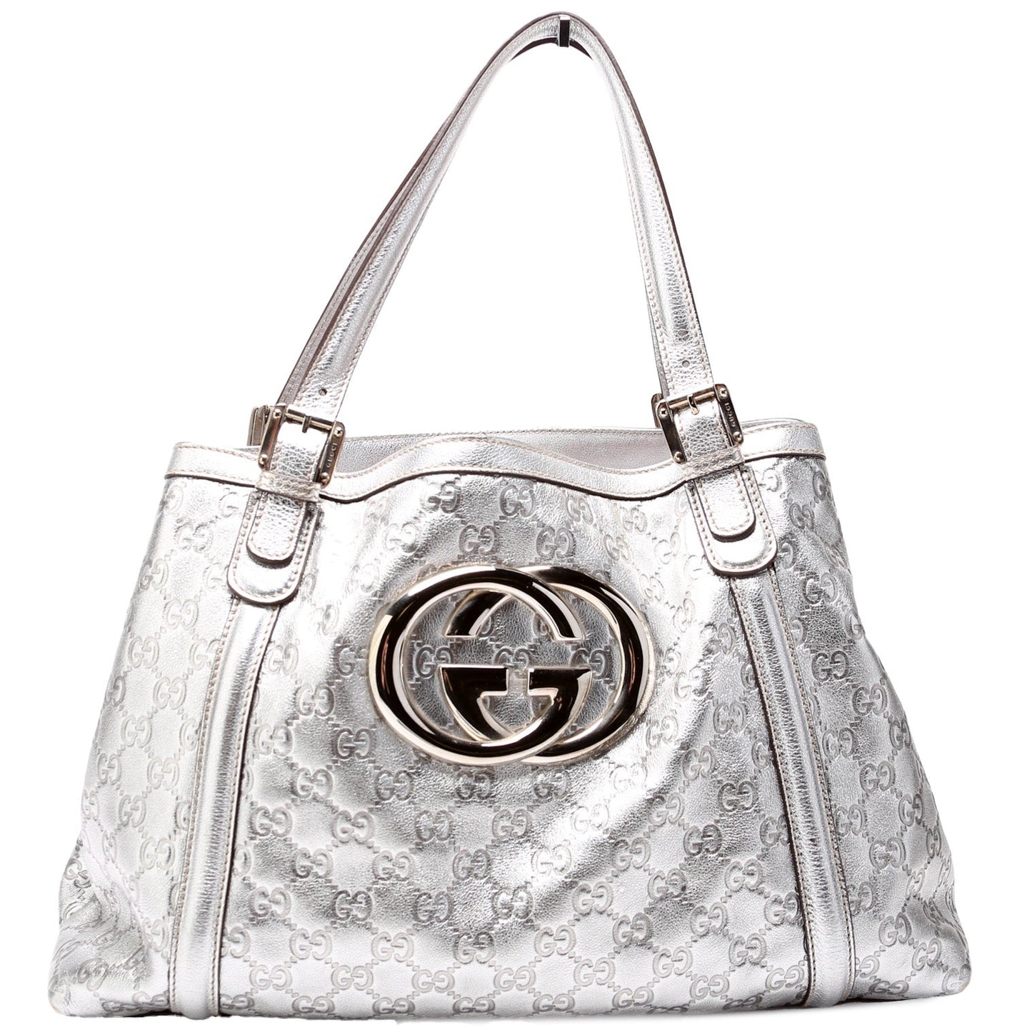 Gucci 162094 G Leather Britt Medium Tote Bag