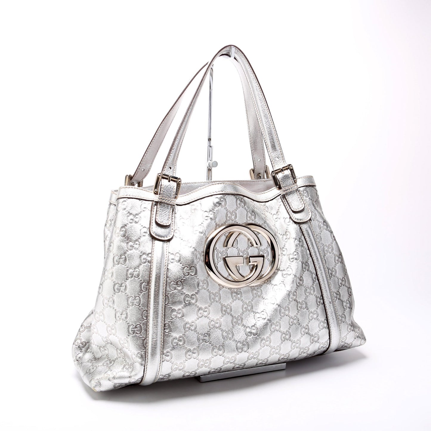 Gucci 162094 G Leather Britt Medium Tote Bag