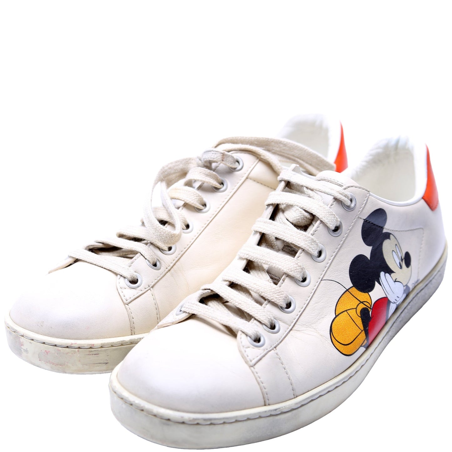 Gucci X Disney Distressed Ace Leather Mickey Mo  Sneakers Size .