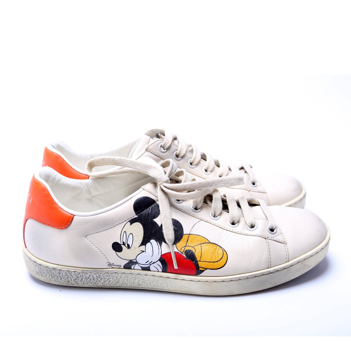 Gucci X Disney Distressed Ace Leather Mickey Mo  Sneakers Size .