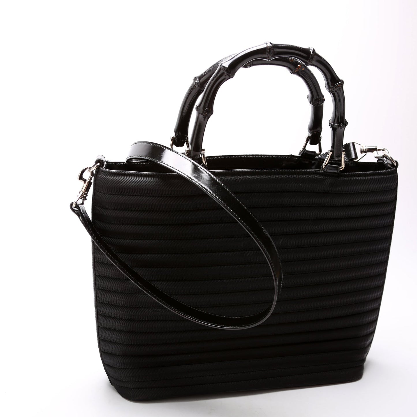 Gucci 000.1705 Bamboo 2-Way Quilted Nylon Tote   Bag