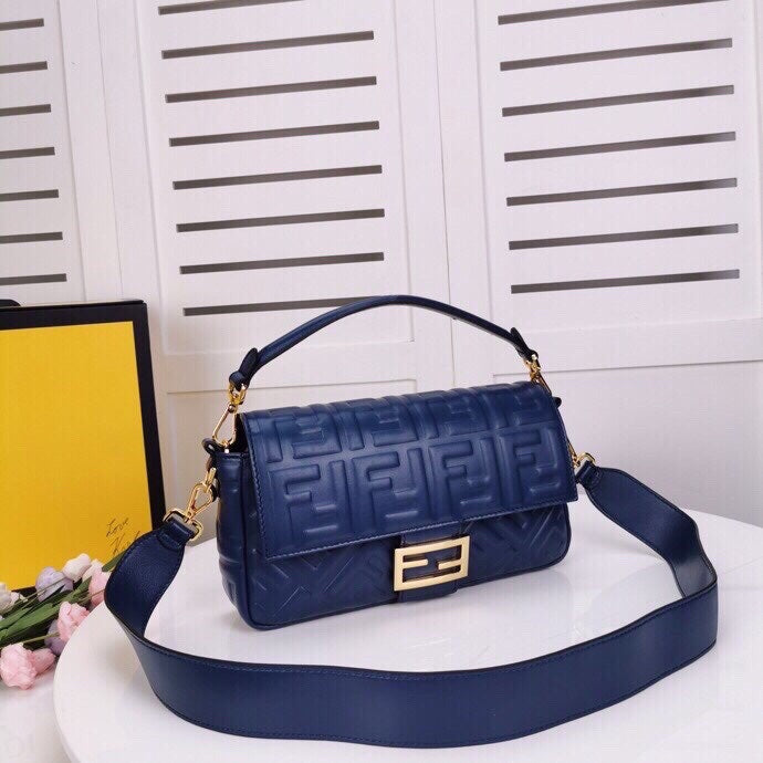 Top QualityTop Quality Baguette Chain Midi Medium Dark Blue Bag For Woman 26cm/10in