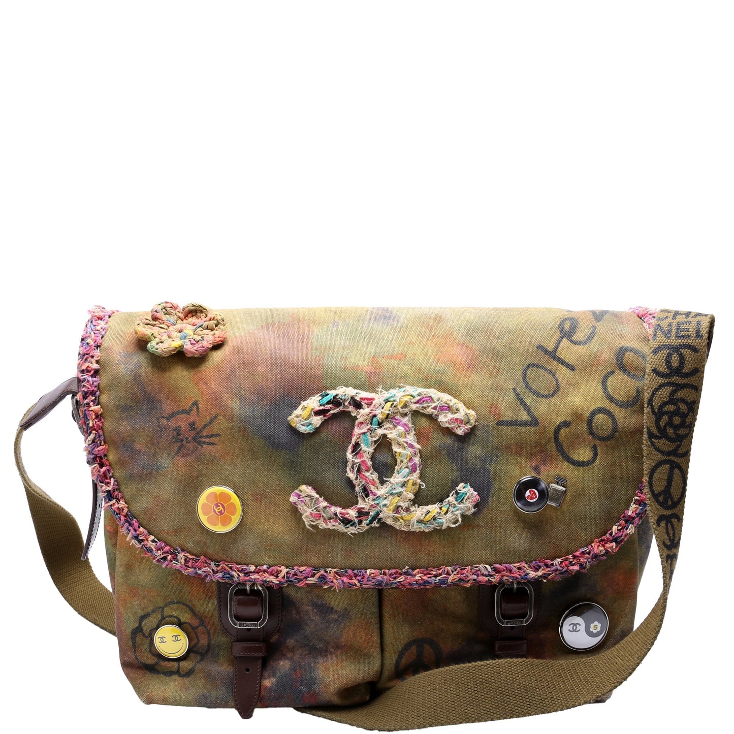 Chanel Graffiti On the Pavements Washed Toile Messenger Bag