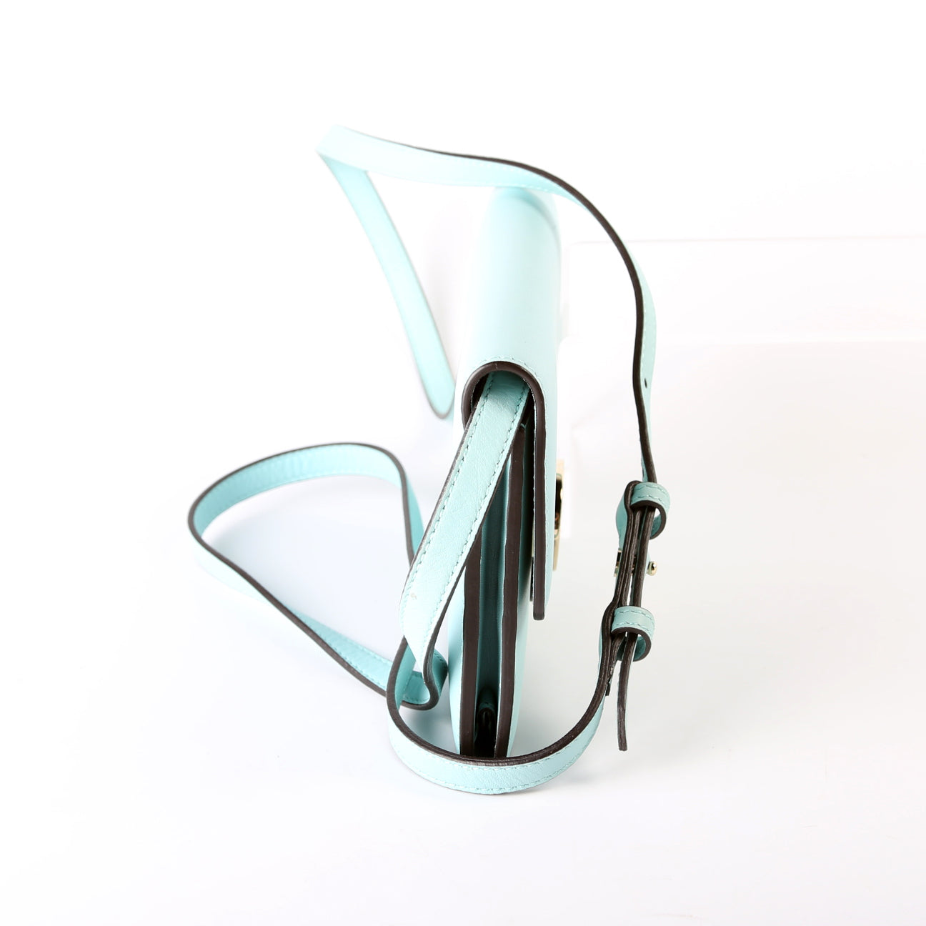 Gucci 369664 Interlocking G Calfskin Leather Icon Wallet Crossbody Blue Bag