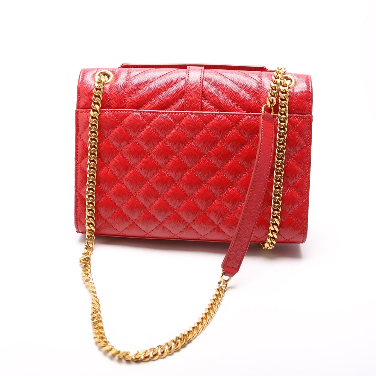 Saint Laurent Envelope Medium Grain De Triquilt Red Bag