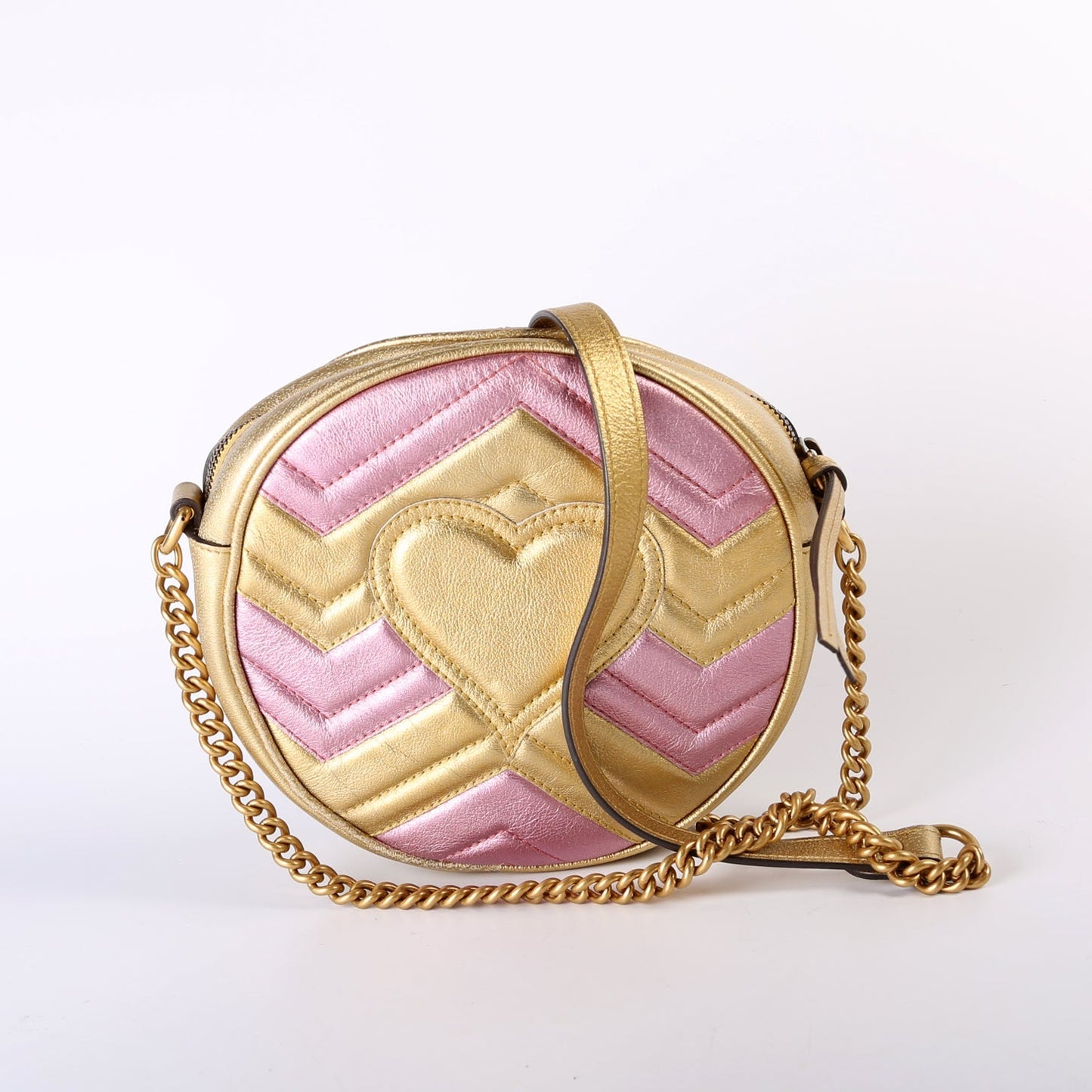 Gucci  Marmont Mini Round Gold/Pink