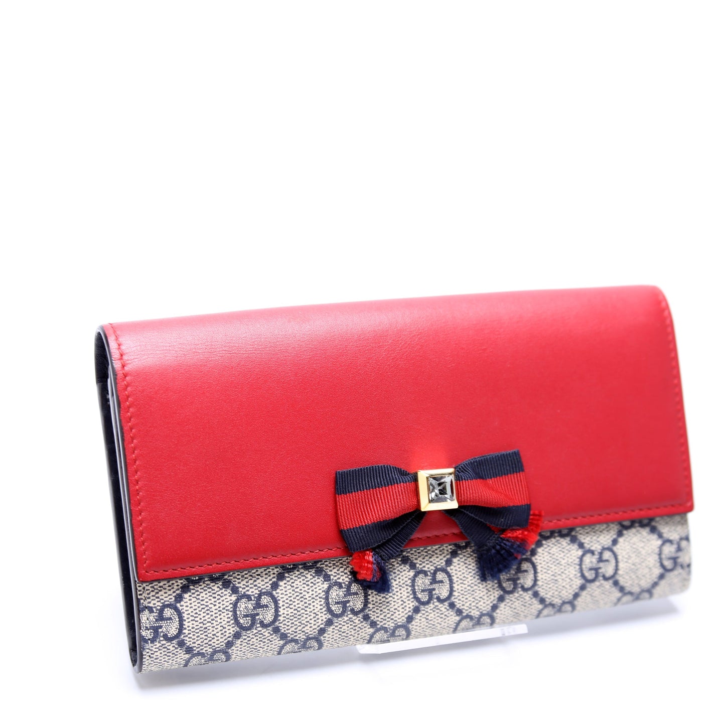 Gucci  GG Supreme Bow Continental Wallet Red/Navy