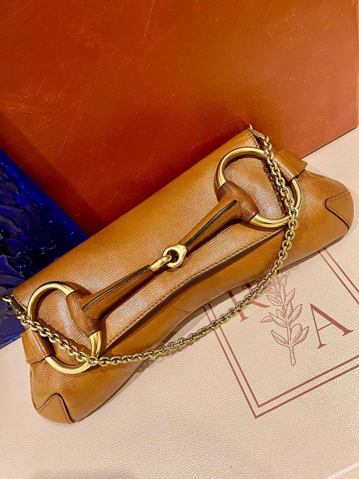 Gucci Horsebit Chain Shoulder Bag Large Tan Brown Leather
