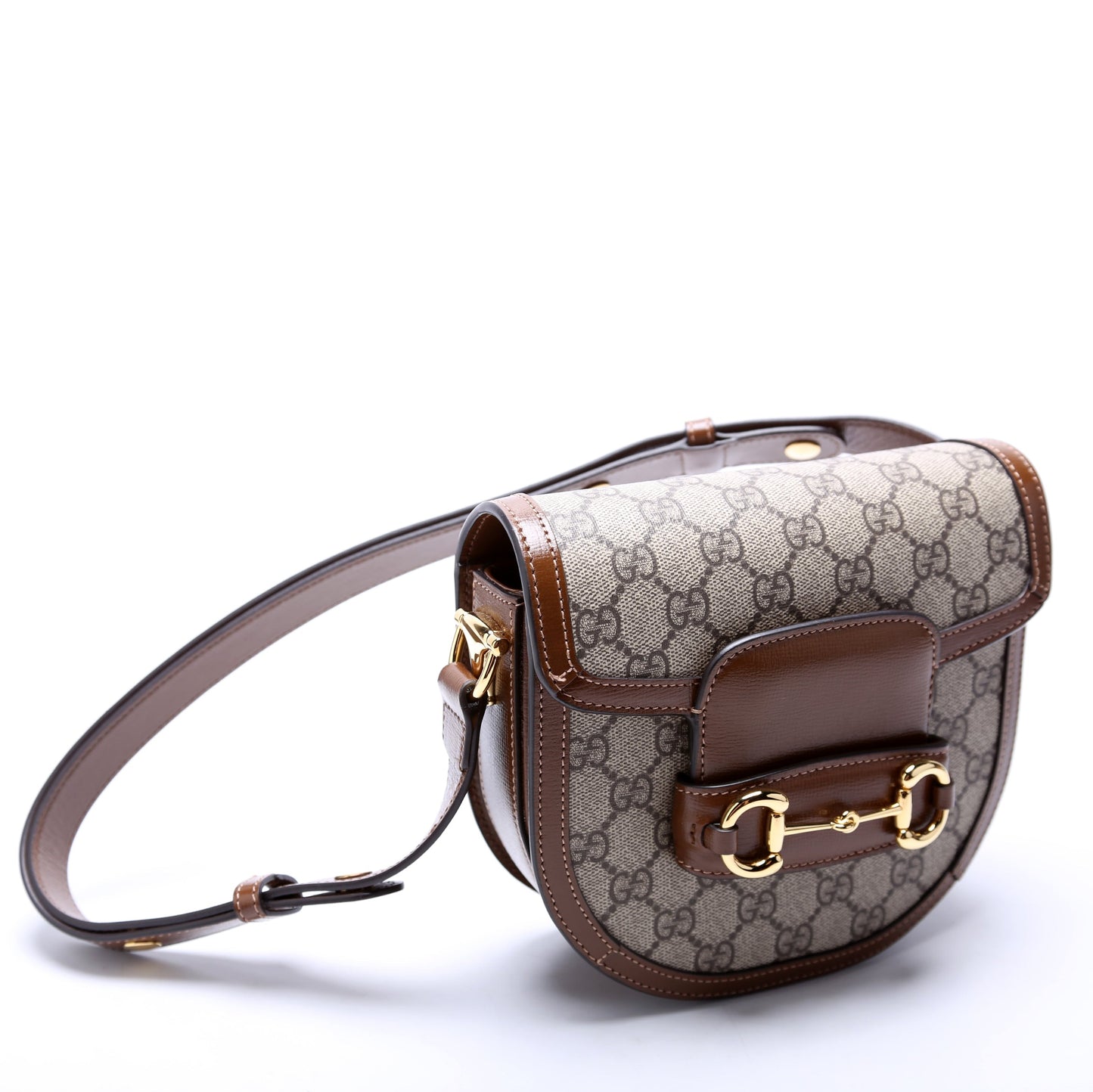 Gucci  Horsebit  GG Supreme Mini Rounded Bag Brown