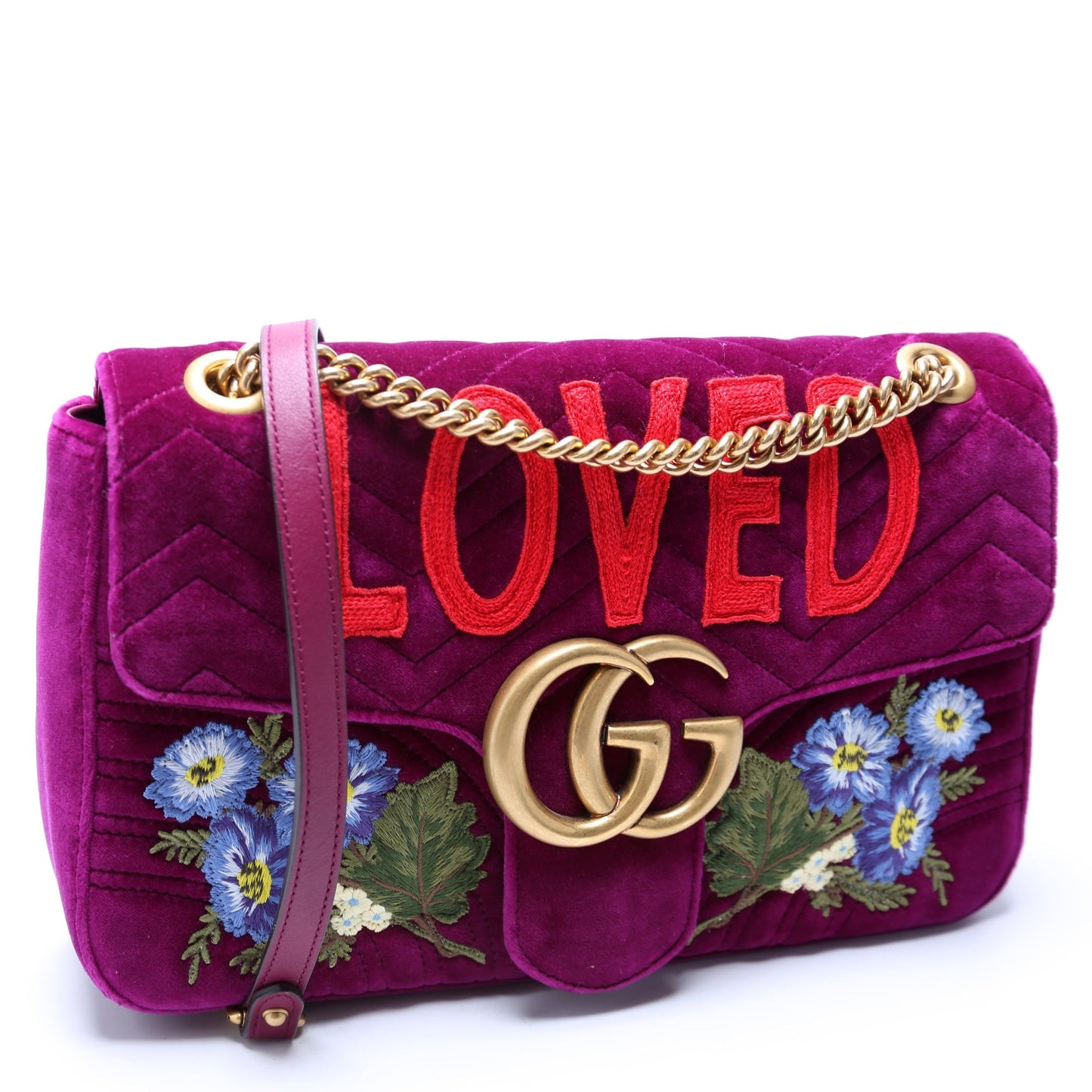 Gucci  Marmont Velvet Loved Shoulder Medium Purple/Multicolor