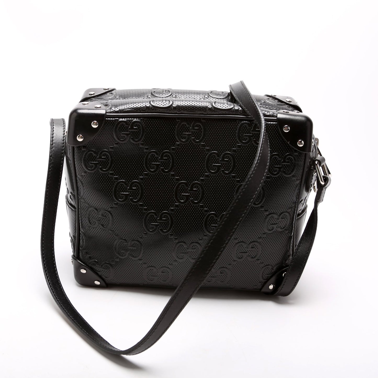 Gucci  GG Embossed Square Messenger Bag Black