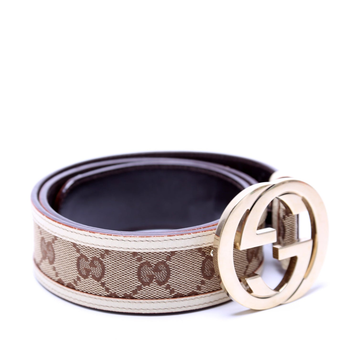 Gucci  Interlocking Leather Belt Size / Beige/White