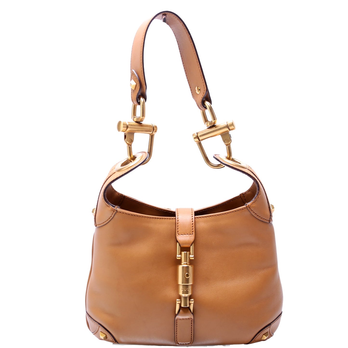 Gucci 120885 Leather Jackie O Small Shoulder   Tan Bag
