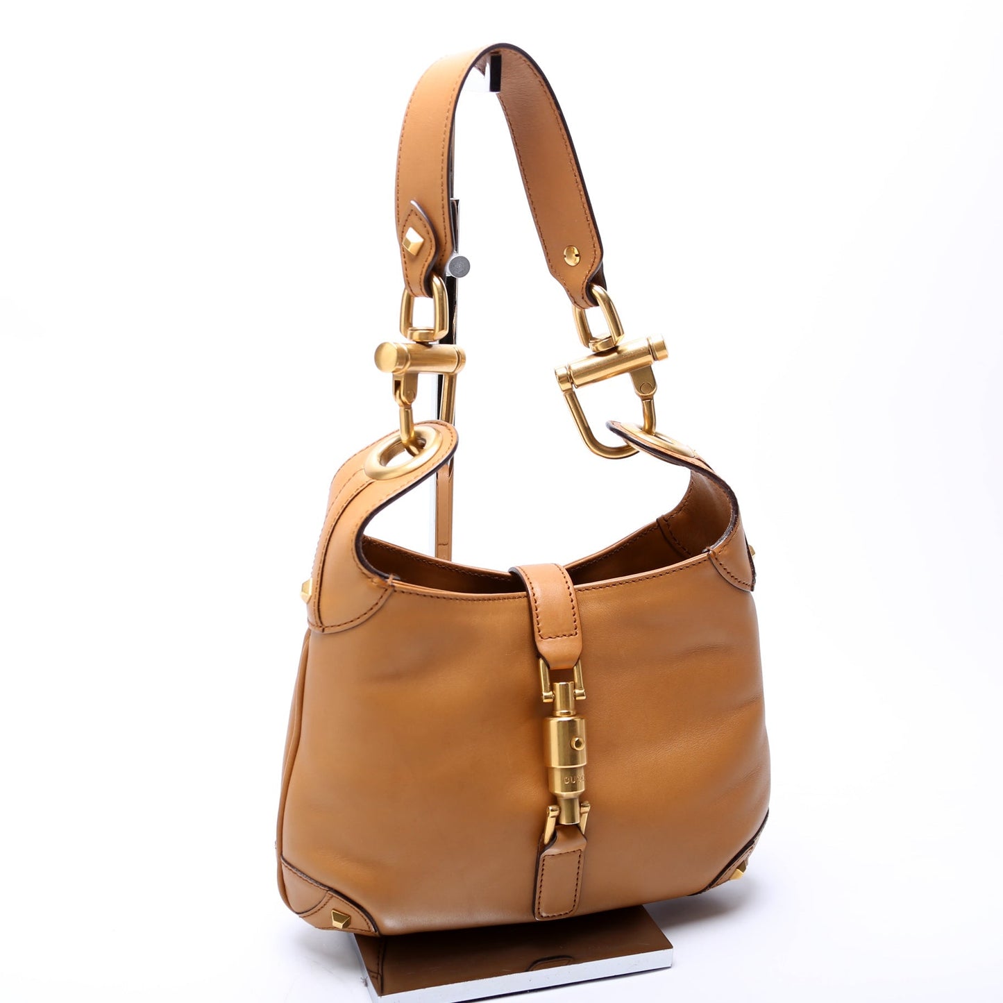 Gucci 120885 Leather Jackie O Small Shoulder   Tan Bag