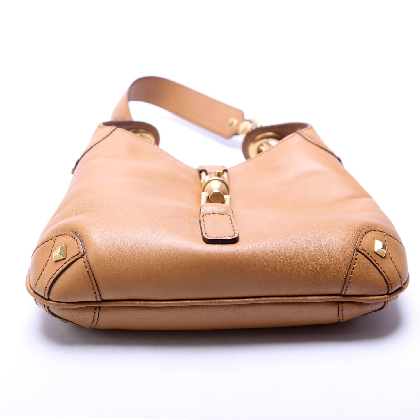 Gucci 120885 Leather Jackie O Small Shoulder   Tan Bag