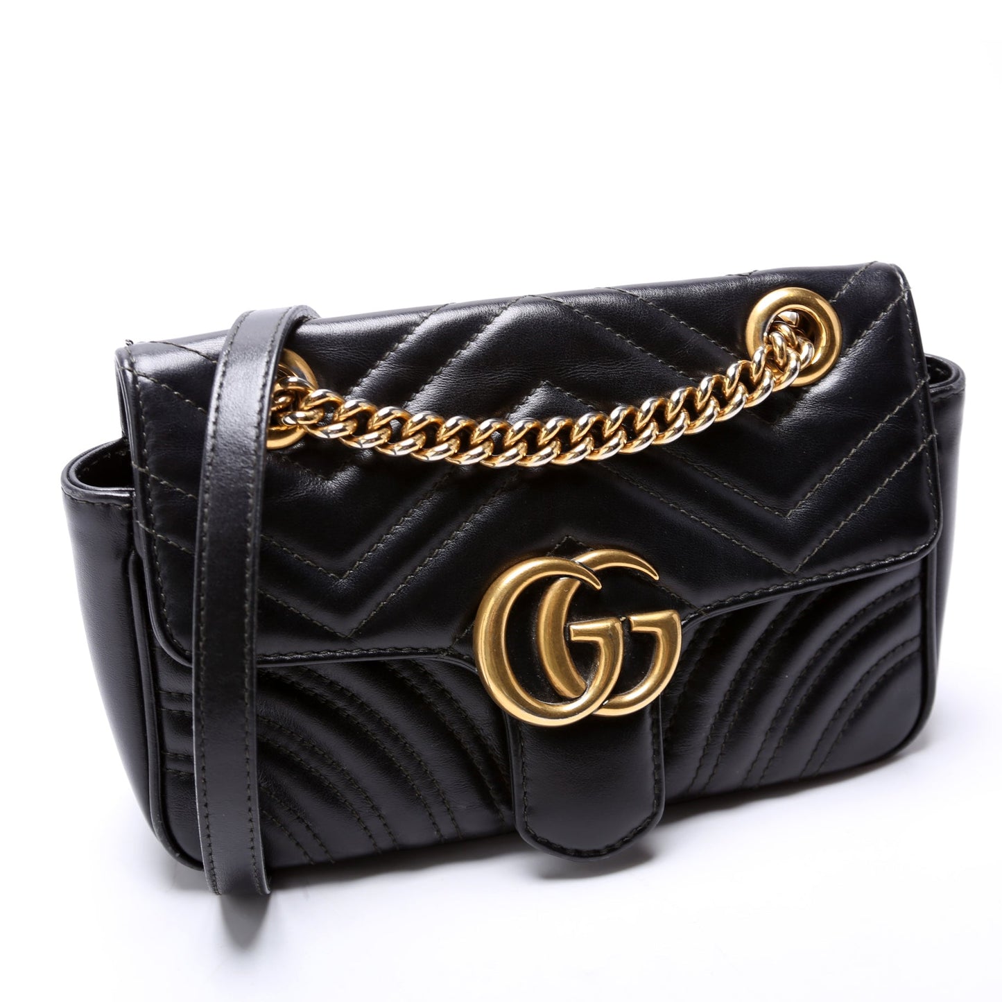 Gucci  Marmont Leather Shoulder Flap Mini Black