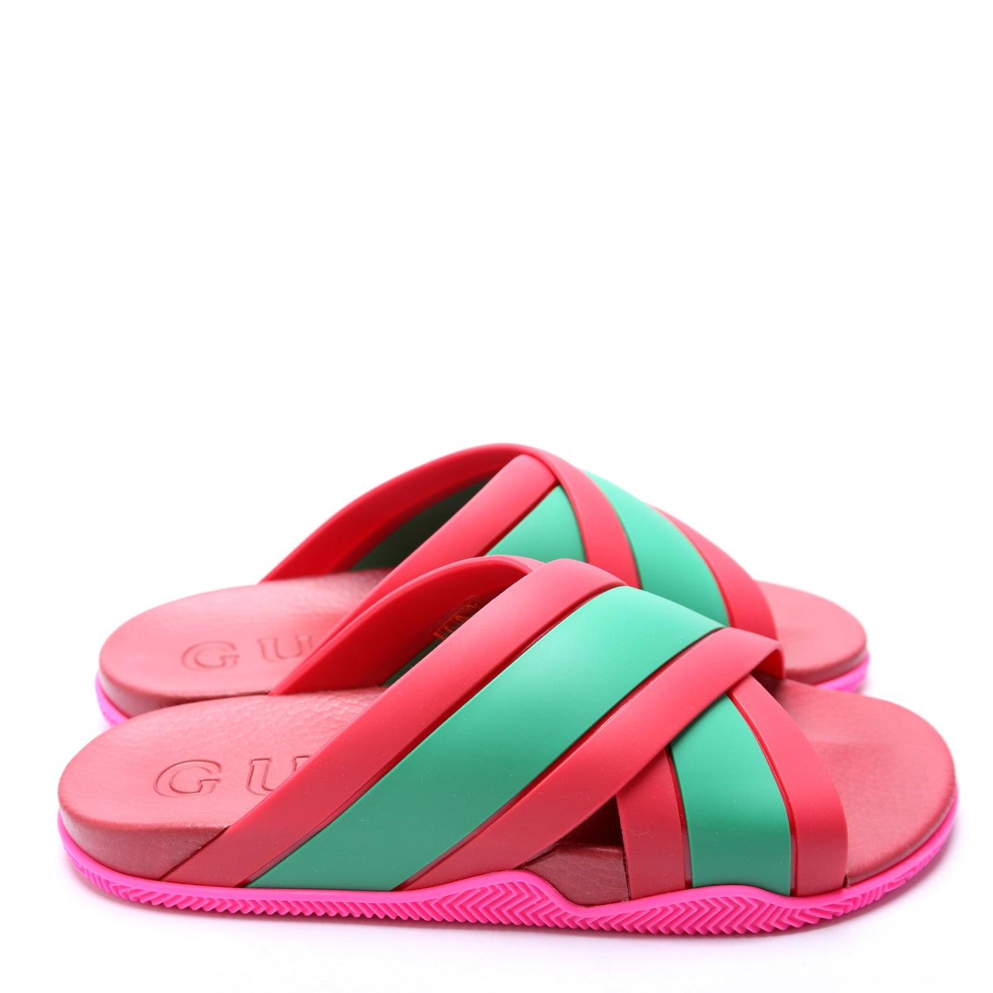 Gucci Criss Cross Web Rubber Slides Size  Multicolor