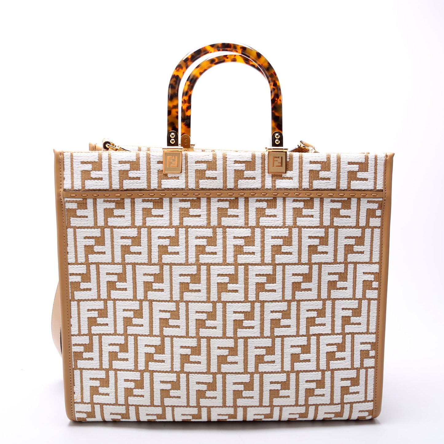 Fendi Sunshine Shopper Medium Raffia Brown Bag