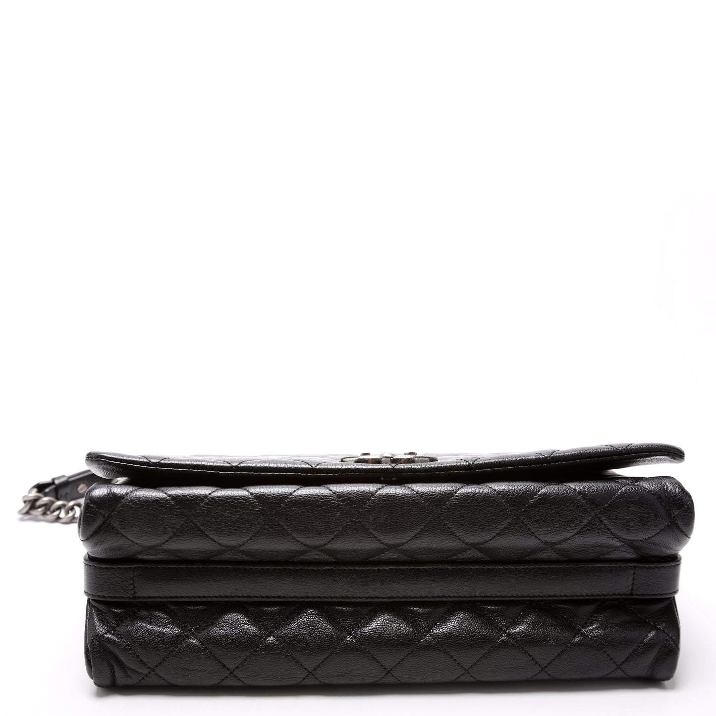 Chanel City Rock Large Flap Goatskin Quilted 21M Black Bag