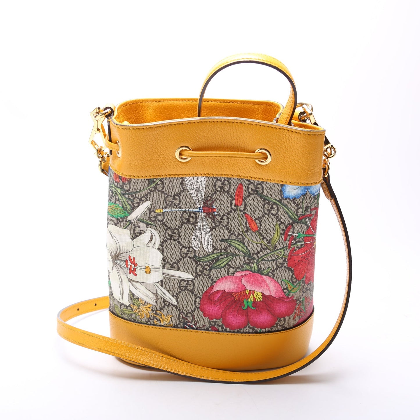 Gucci 550621 Ophidia Flora Bucket Yellow Bag